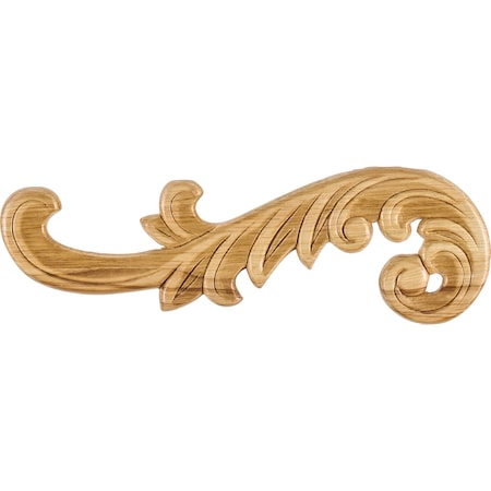 Hardware Resources 10-1/2" Wx5/16"Dx3-1/4"H Left Curved Pressed Rubberwood Acanthus Appliqué PAPL-05-LRW
